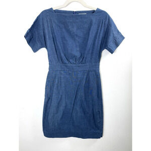 COS Chambray Boat Neck Sheath Dress Preppy Classic Timeless Twee Casual Classy 4